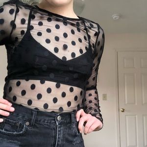 Sheer Black Polka Dot Zara Top